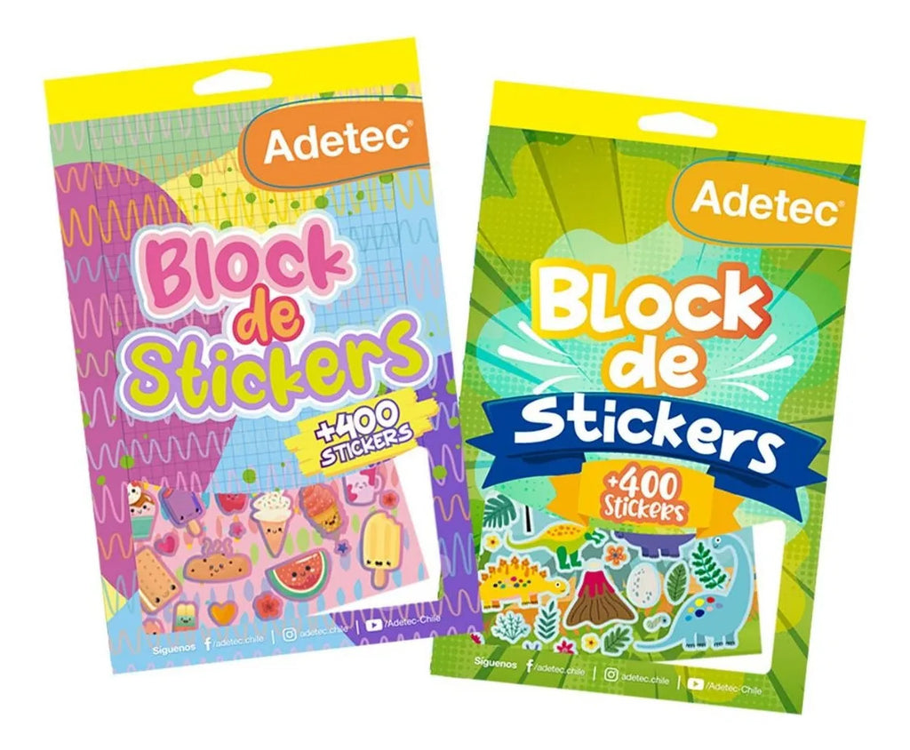 Pack 2 Blocks Stickers Niño y Niña Adetec 400un