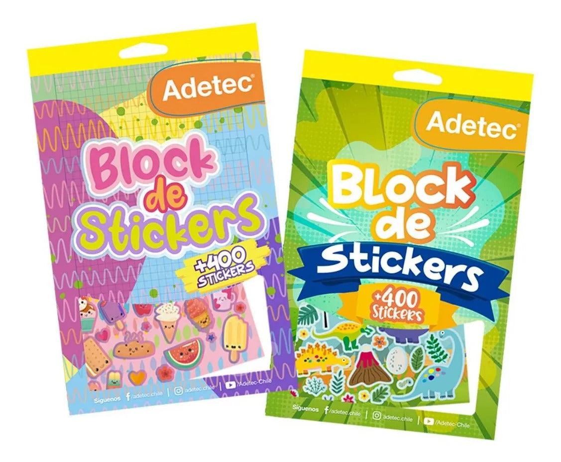 Pack 2 Blocks Stickers Niño y Niña Adetec 400un