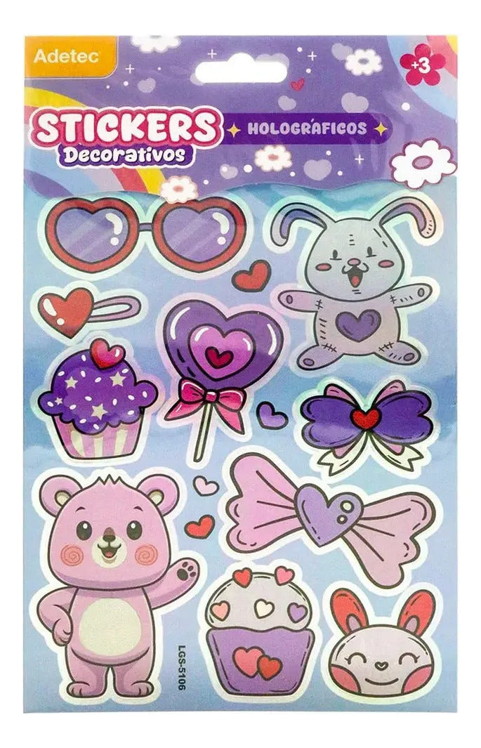 Stickers Holográficos Decorativos Adetec Niños