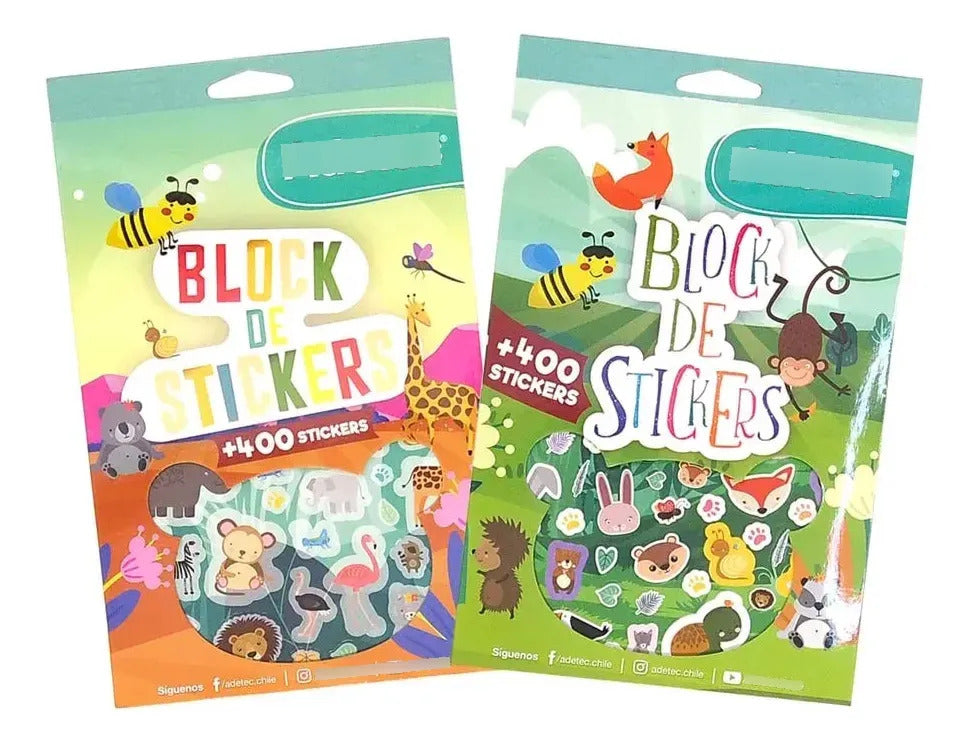 Pack 3 Blocks Stickers Animales y Mascotas Adetec