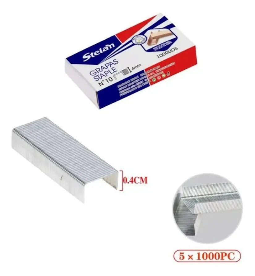 Corchetes Metálicos N°10 5000 Corchetes 9x4mm Grapa De Metal