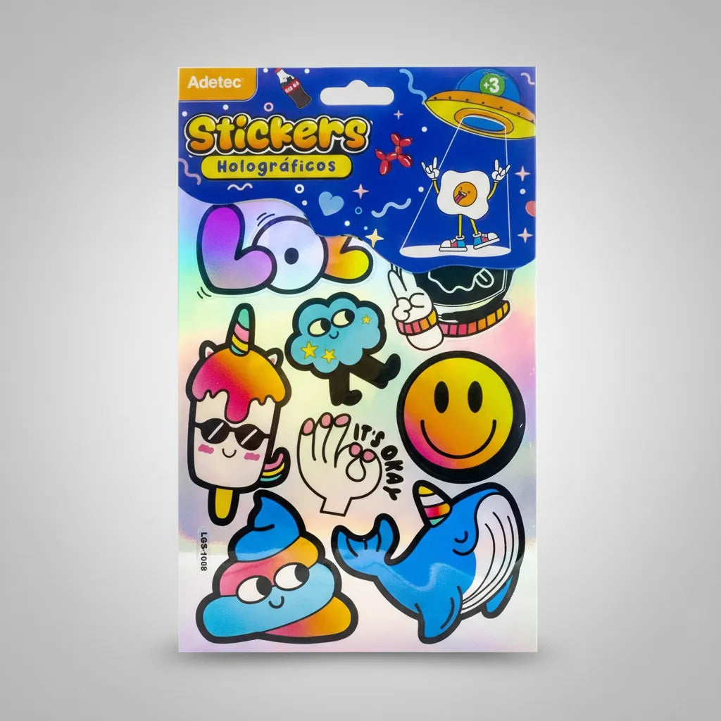 Block De Stickers Decorativos Holograficos - Juvenil Surtido