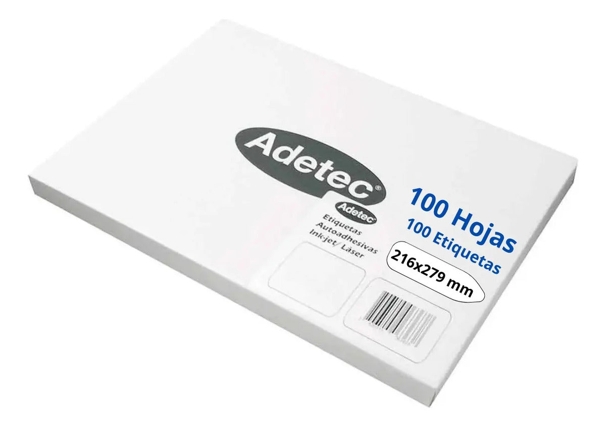 Papel Etiqueta Autoadhesiva Carta Adetec 100 Hojas
