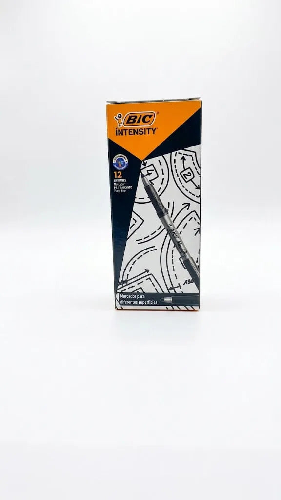 Marcador Permanente Bic Negro Punta Fina Secado Rápido 12ud