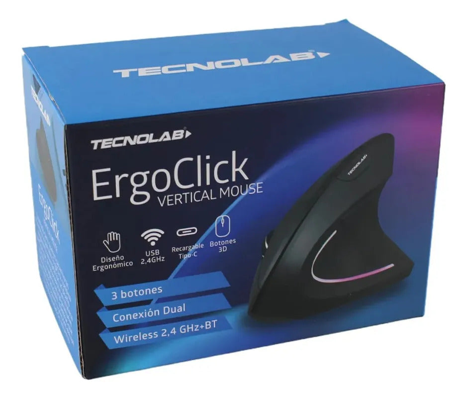 Mouse Vertical Tecnolab TL728, 2.4G y Bluetooth
