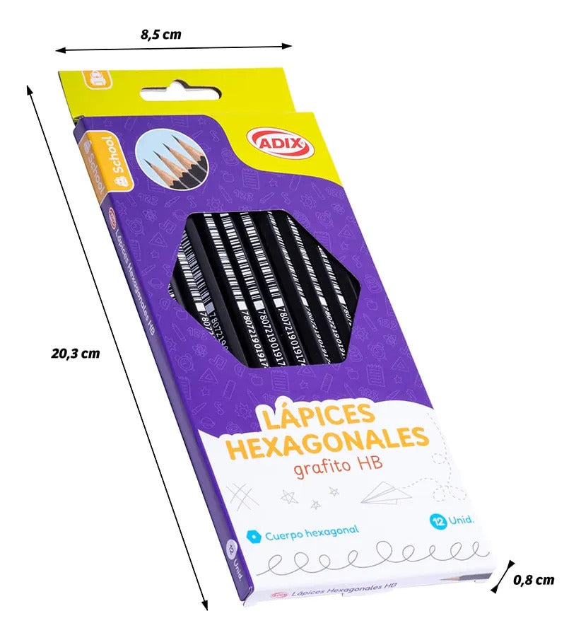 Lápiz Grafito Hexagonal HB N°2 Adix