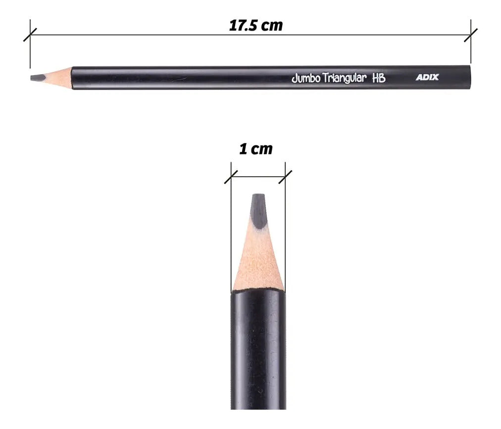 Lápiz Jumbo Triangular C/sacapuntas Adix Hb 12 Lápices