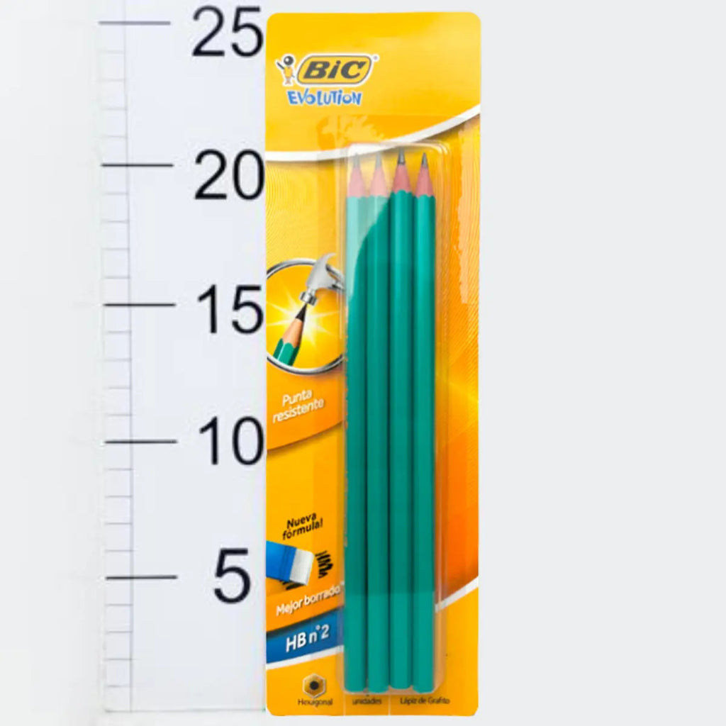 Lápiz Bic Evolution HB2 Sin Goma Pack x4