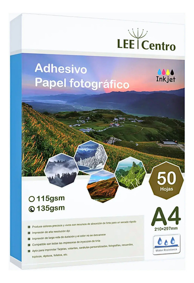Papel Adhesivo Fotográfico Glossy A4 135g 50h Lee Centro