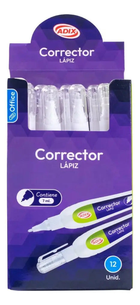 Corrector Líquido Adix Lápiz 7ml Punta Fina