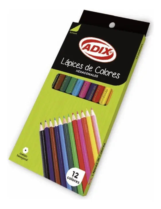 Lápices De Colores Adix 12 Unidades Hexagonales Para Arte