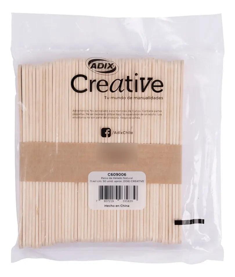 Palos de Helado Madera Natural Creative 50u