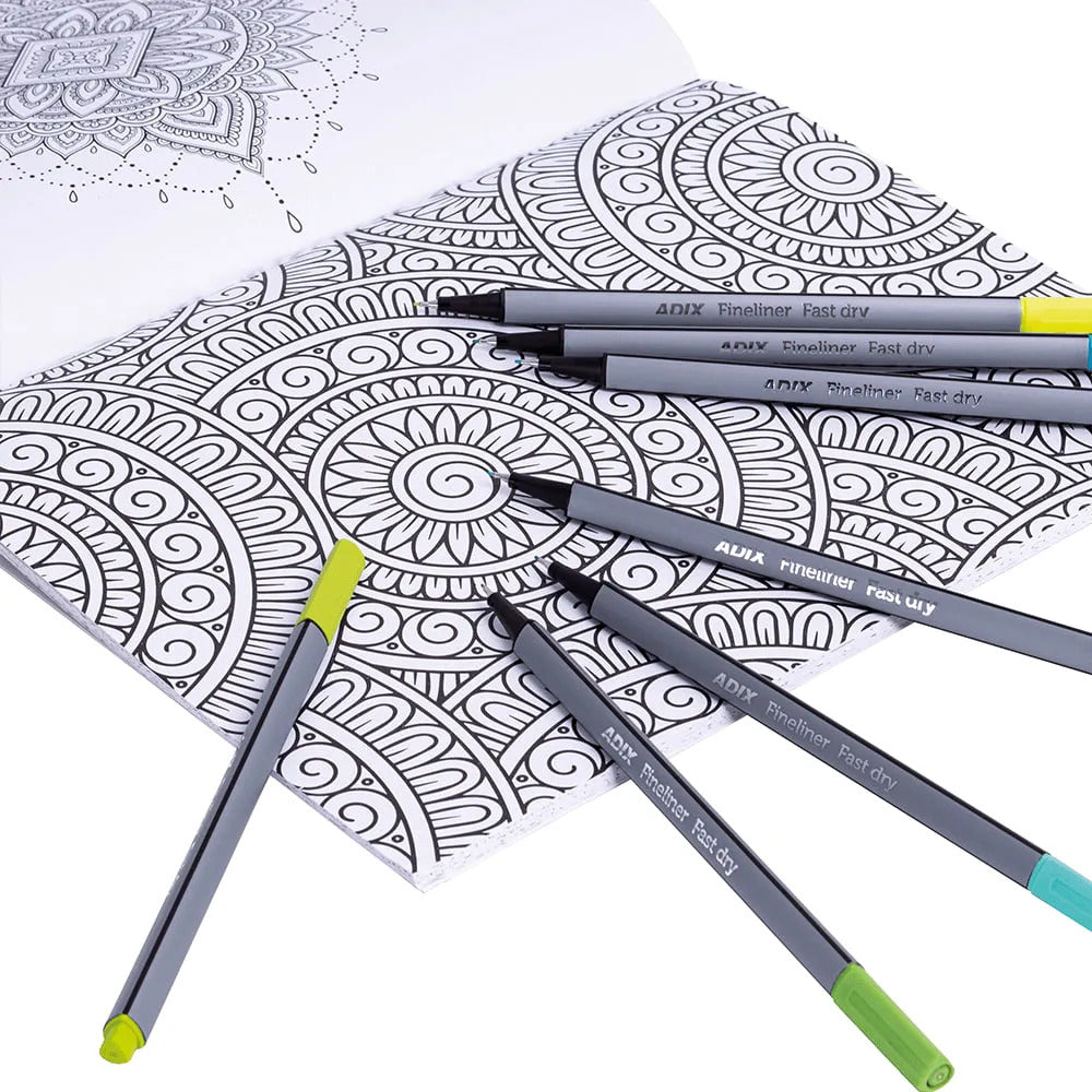 Libro para Colorear Mandalas Adix + 48 Fineliners