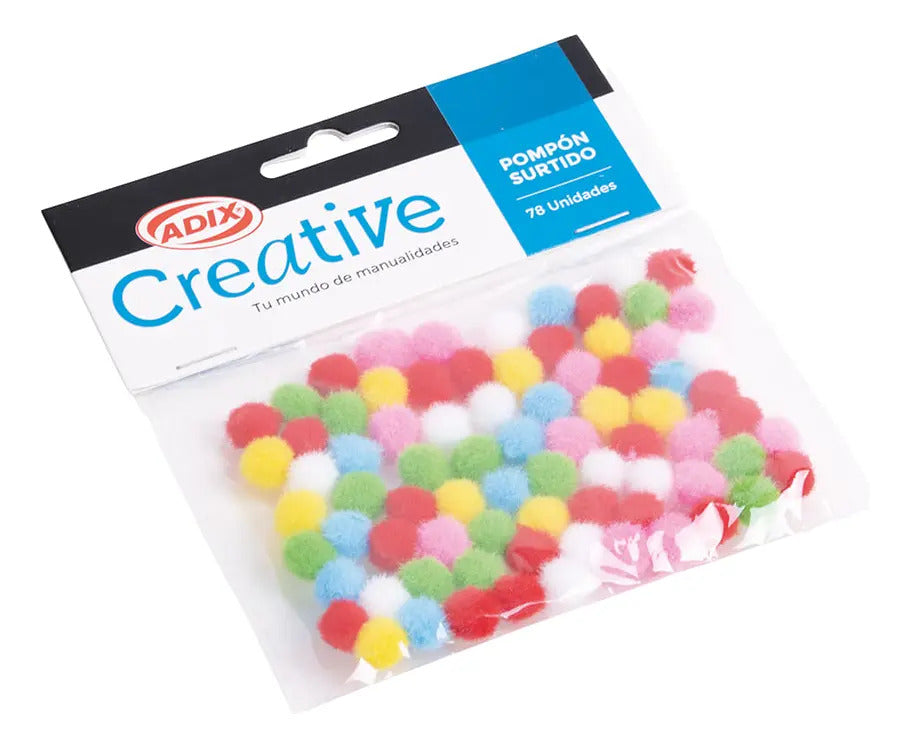 Pompones Surtidos Adix Pack 78ud, Mix Medidas
