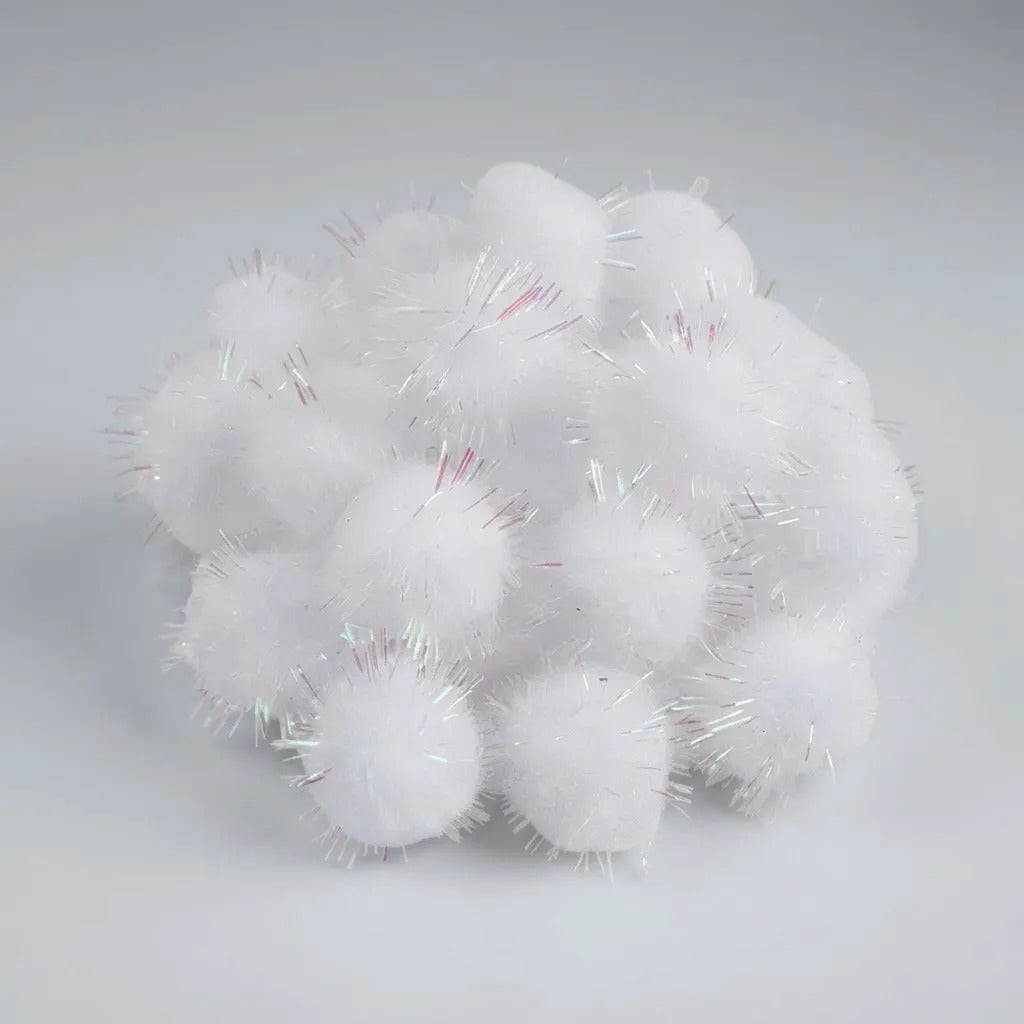 Pompón Glitter Blanco Adix Pack 25 Unidades 2cm