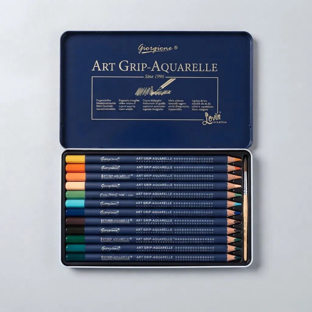 Lápices de Color Acuarelables Giorgione 12u + Pincel