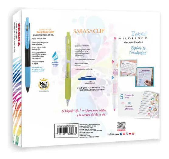 Bundle Creative Set Bolígrafos Gel Sarasa Clip Zebra 14ud