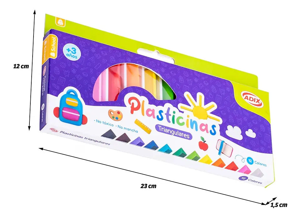 Plasticina Adix 12 Colores, No Tóxica 320g