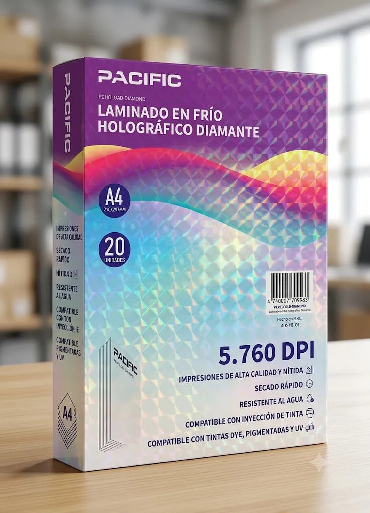 Laminado en Frío Diamante A4 Holográfico 20 Hojas