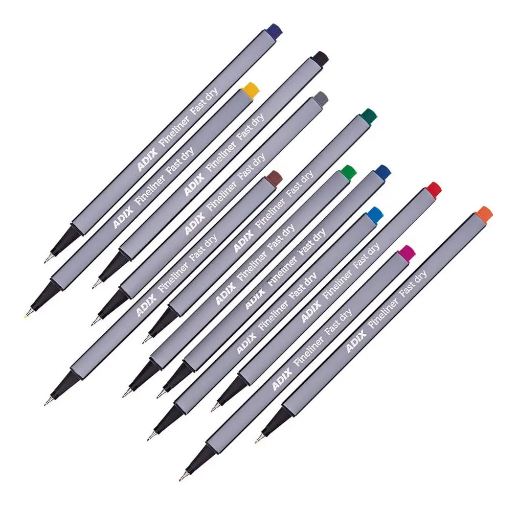 Fineliner Adix 12 Colores, Tecnología Dry Safe