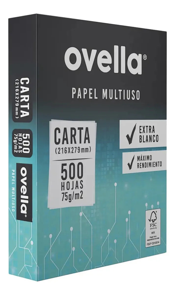 Pack 5 Resmas Papel Carta Ovella 75g Alta Blancura