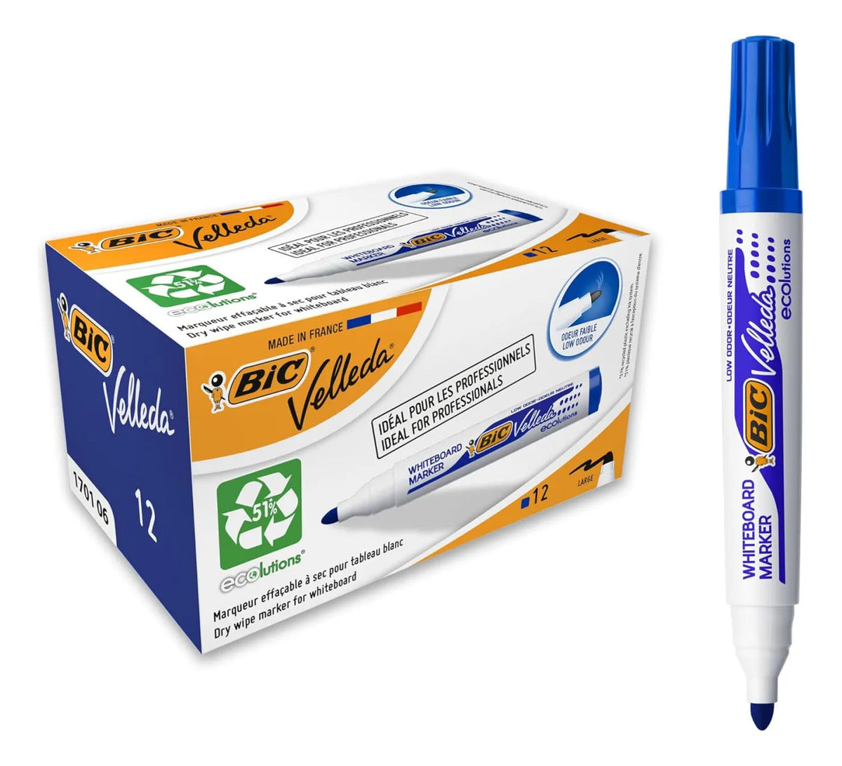 Caja 12 Marcadores BIC Ecolutions para Pizarra