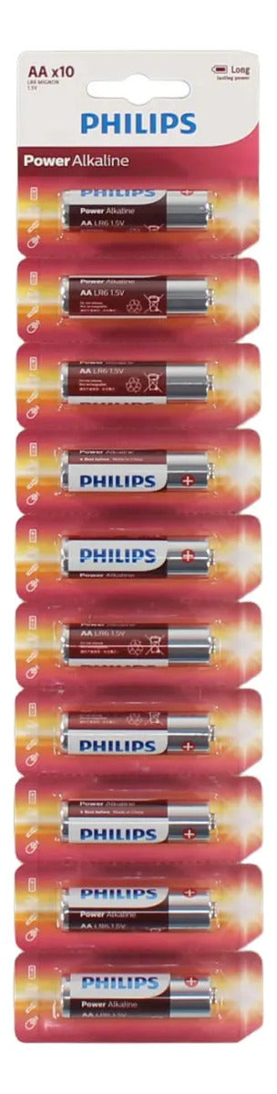 Pack 10 Pilas AA Philips Alcalinas Power Alkaline