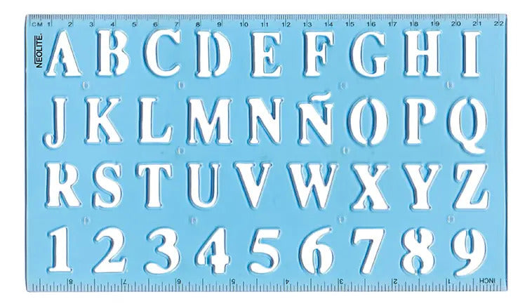 Normógrafo 22cm Letras y Números Neolite