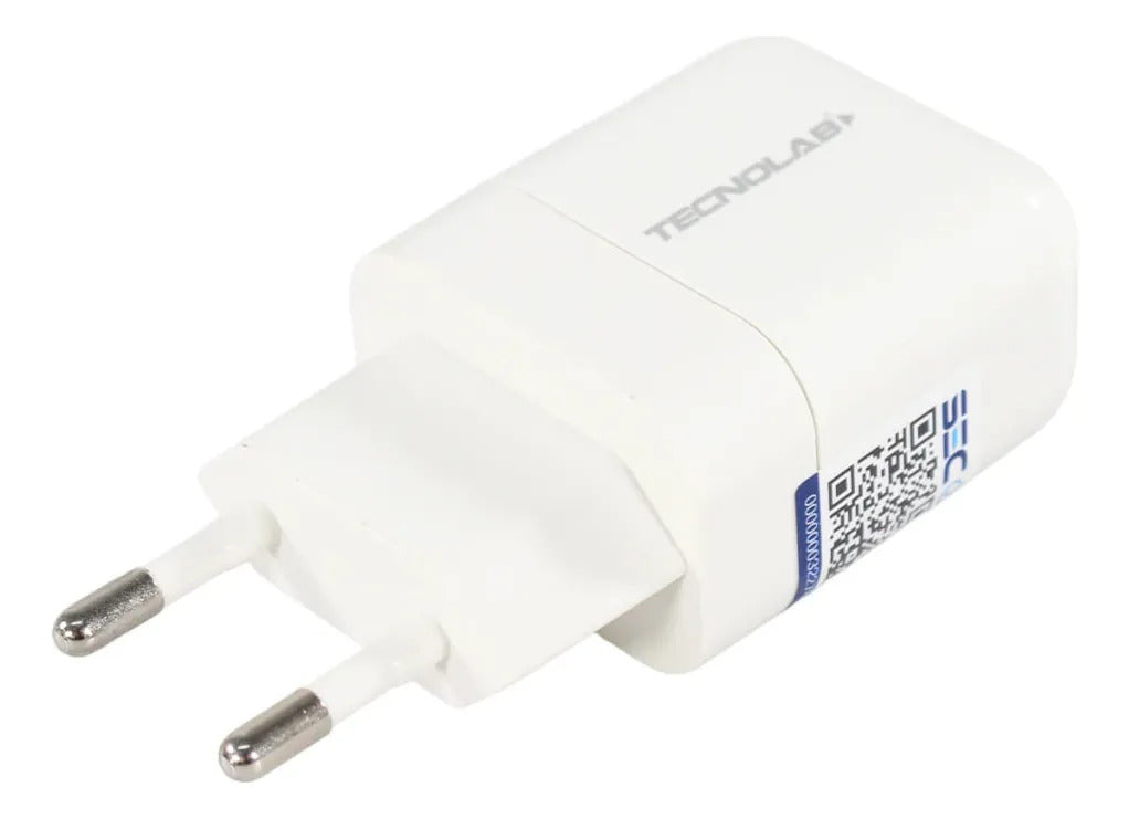 Cargador Doble USB 12W Tecnolab + Cable Tipo C