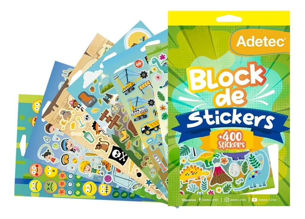 Pack 3 Blocks Stickers Dinosaurios y Monster Adetec