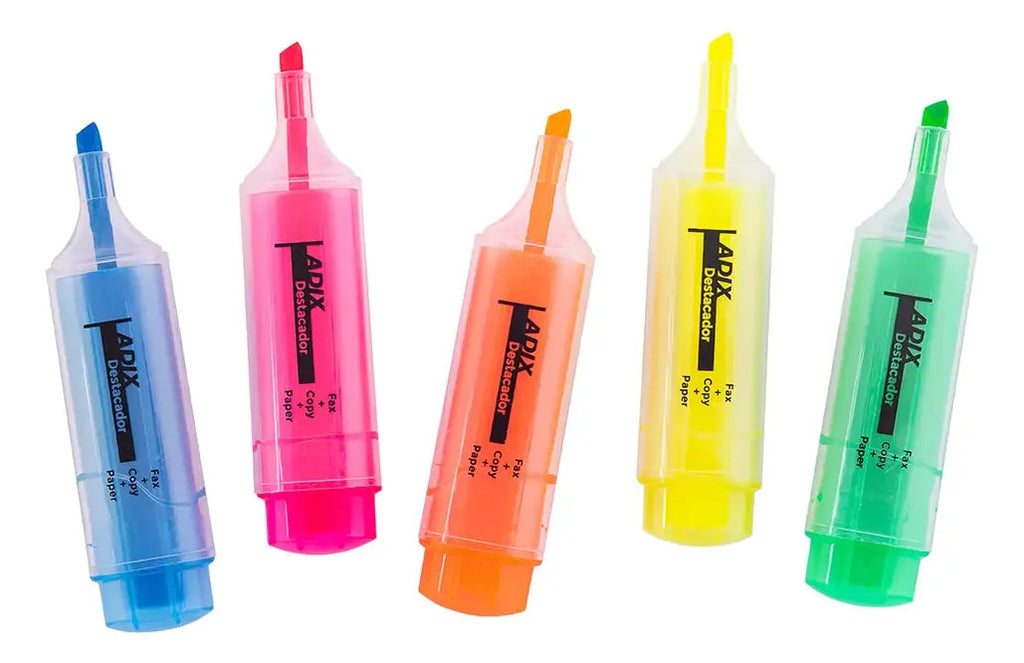 Pack 5 Destacadores Adix, Colores Vibrantes