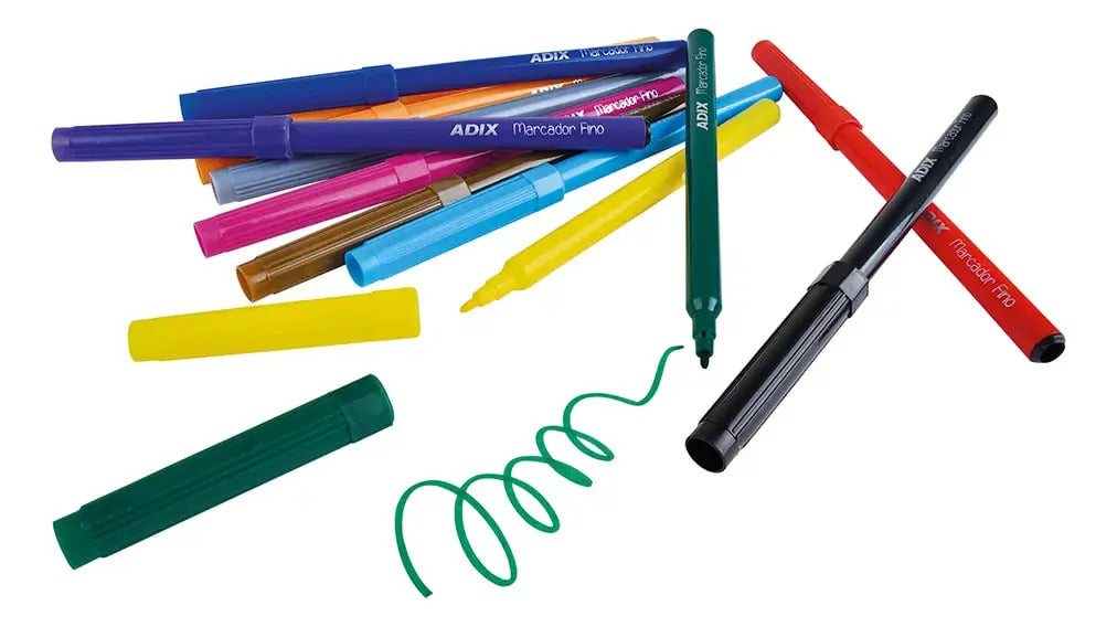 Marcadores Scripto Fino 12 Colores Escolares Lavables Adix