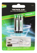 Pack 2 Pilas Recargables Tecnolab Aaa Con Cable De Carga Usb
