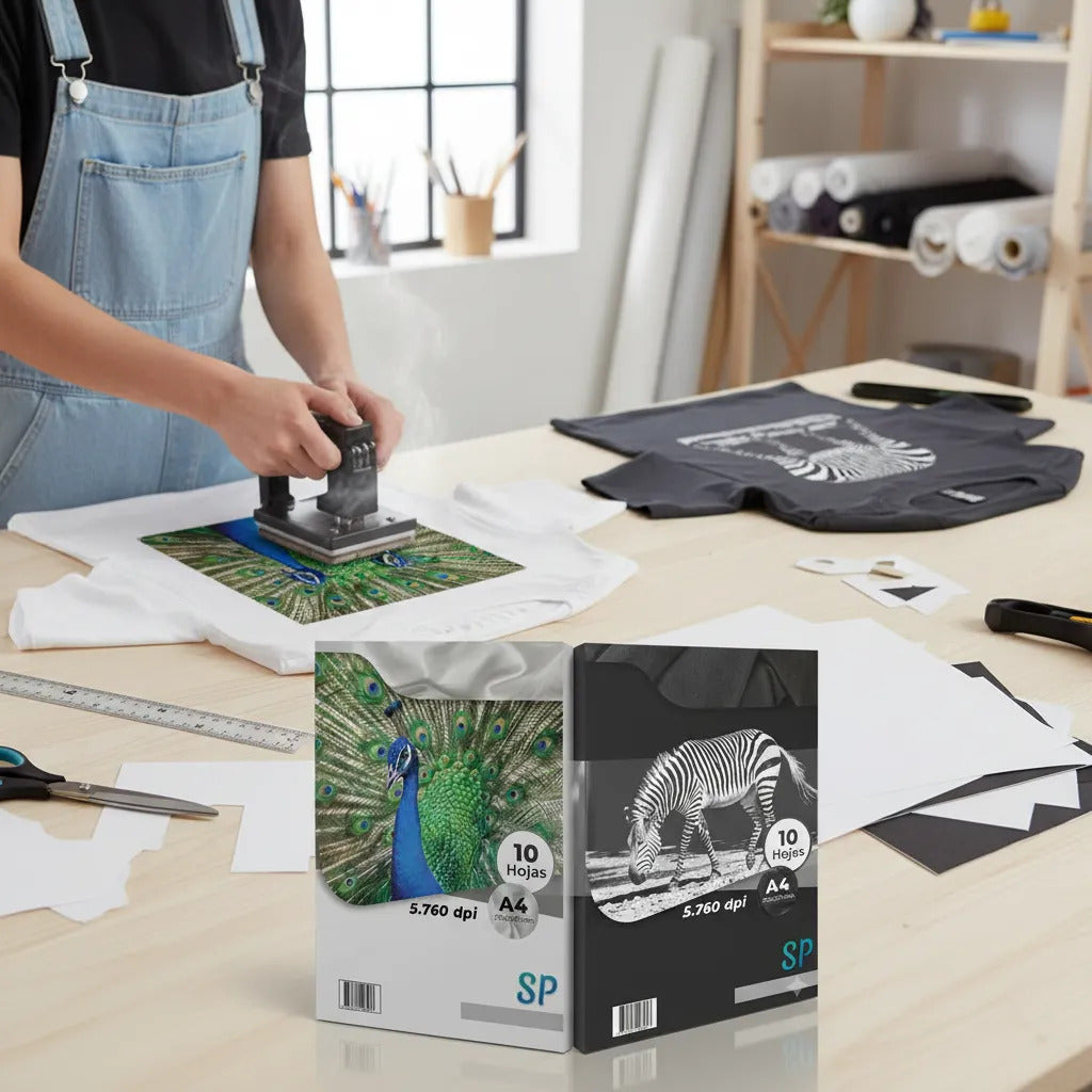 Pack Papel Transfer para Telas Claras y Oscuras A4