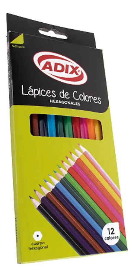 Lápices De Colores Adix 12 Unidades Hexagonales Para Arte