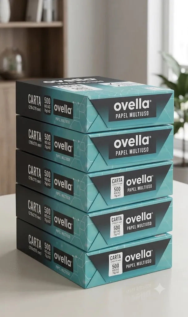 Caja 10 Resmas Papel Carta Ovella 75g/m² 500 Hojas