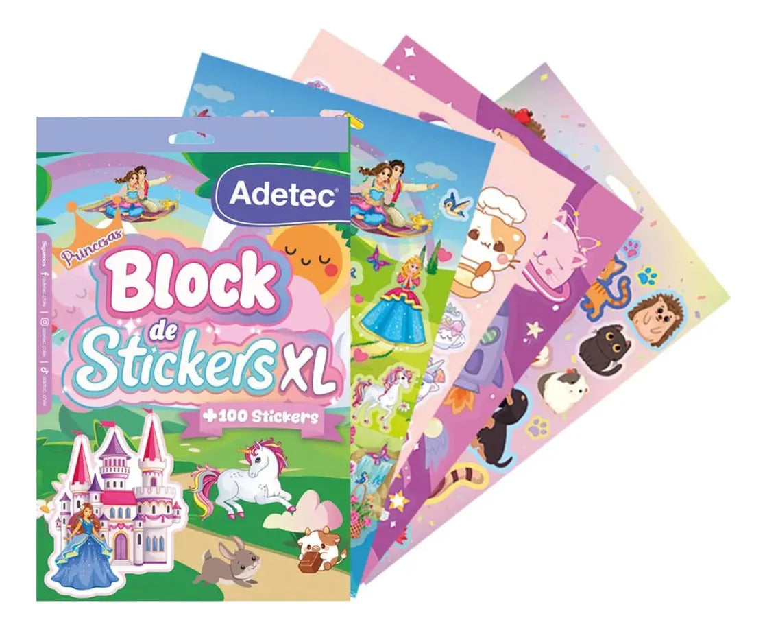 Pack 3 Blocks Stickers Niñas, Kawaii y Princesas Adetec