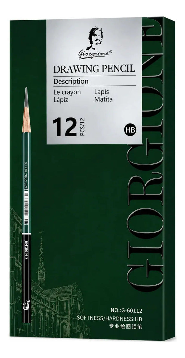Lápices de Grafito HB Giorgione Set 12 para Bocetos