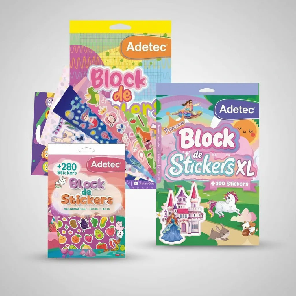 Pack 3 Blocks Stickers Niñas, Kawaii y Princesas Adetec