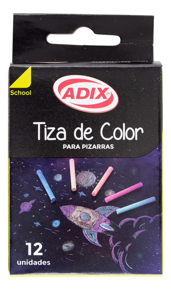 Pack 12 Tizas de Colores Adix para Dibujo Escolar