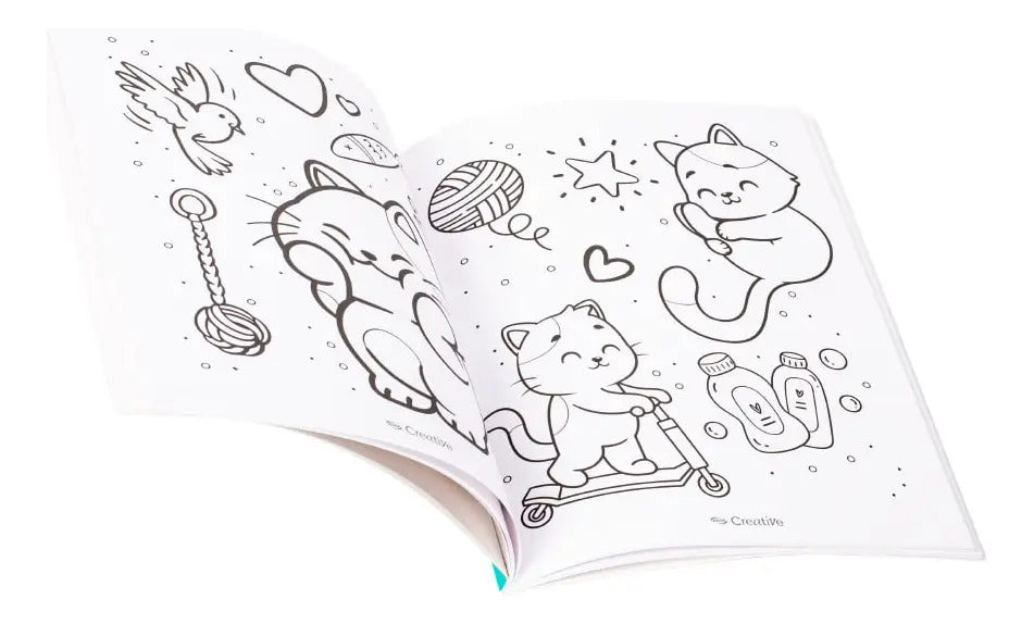 Libro Para Colorear Cat Lover Kawai Creative Adix 50 Páginas