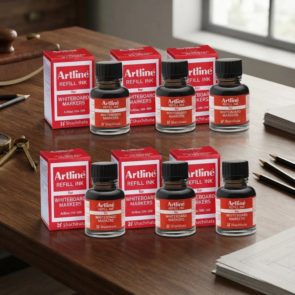 Tinta Negra para Plumones de Pizarra Artline 20 ml x6