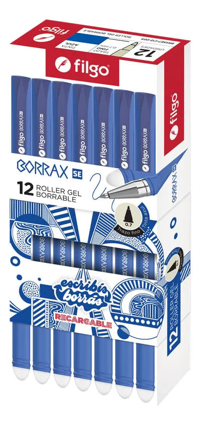 Roller Gel Borrable Filgo Borrax 0.7mm Caja x12