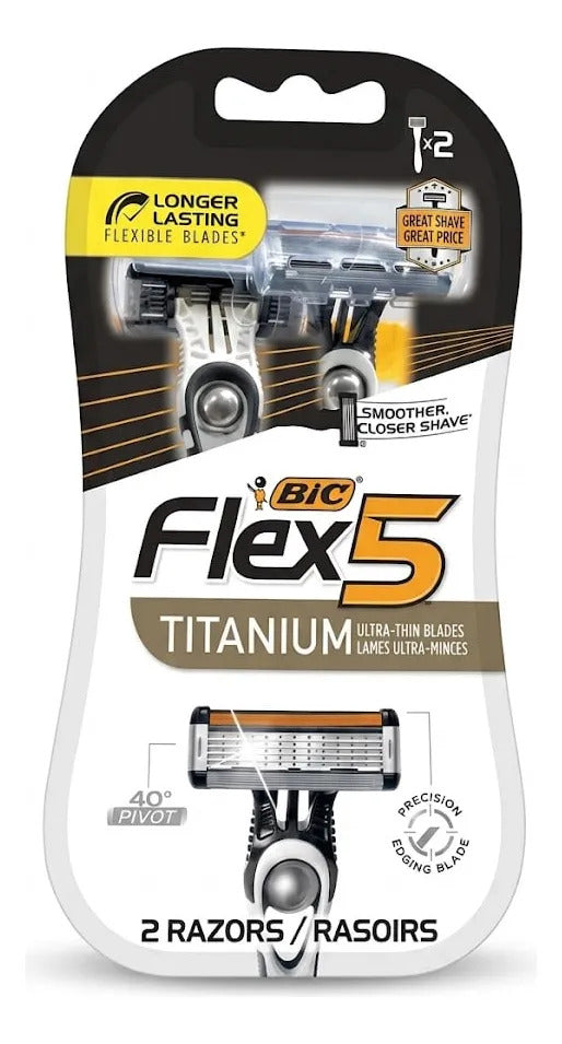 Maquinilla Bic Flex-5 Titanium 5 Hojas Pack x2
