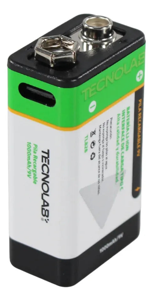 Pila Tecnolab  Recargable 9v Con Cable De Carga Usb 1ud