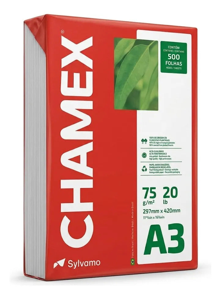 Resma A3 Chamex 75g/m2 500 Hojas Certificado