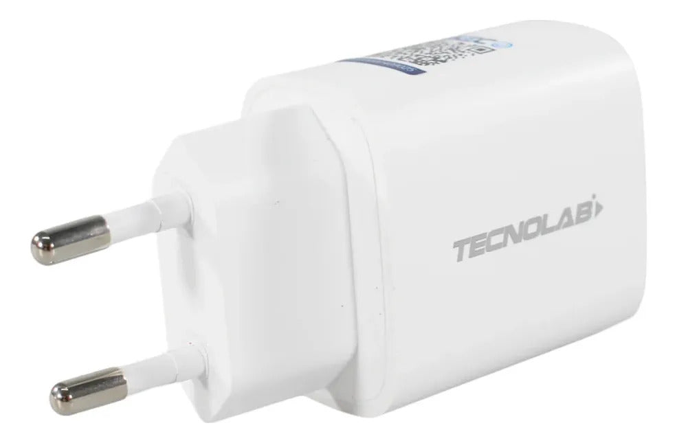 Cargador Rápido Dual 20W Tecnolab + Cable USB-C a USB-C