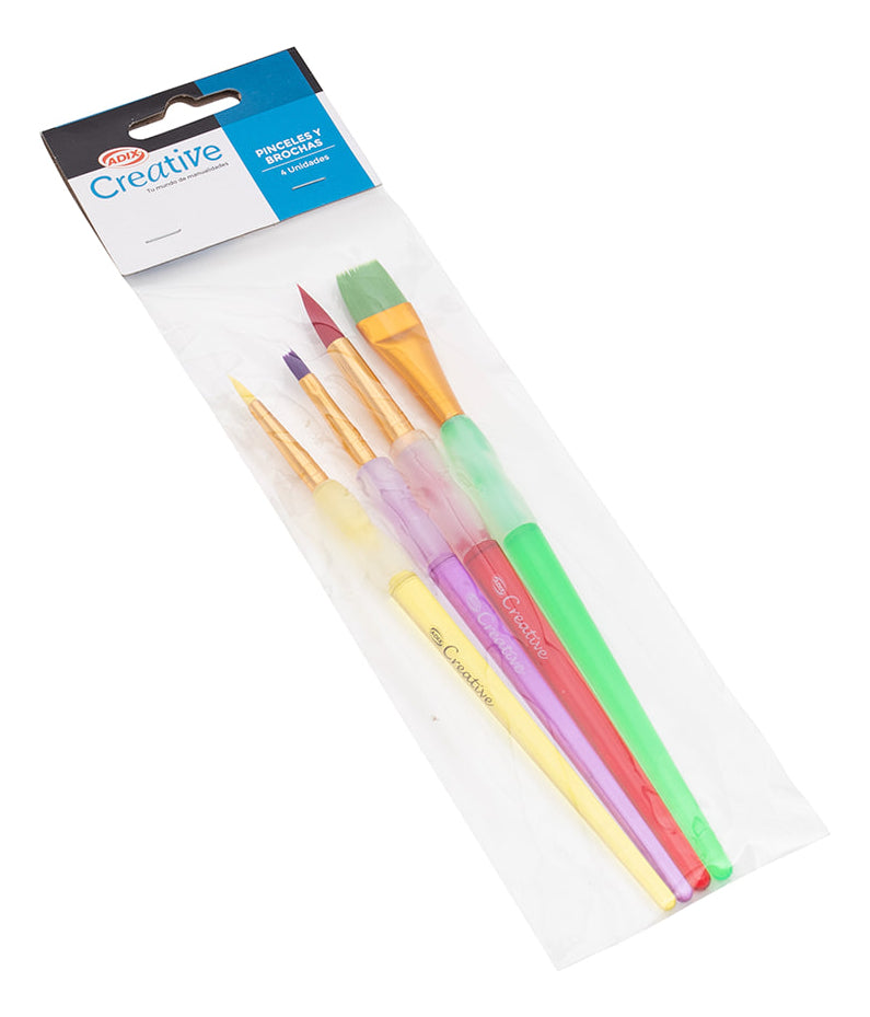 Pinceles Y Brocha Para Témpera Escolar Creative Pack 4und