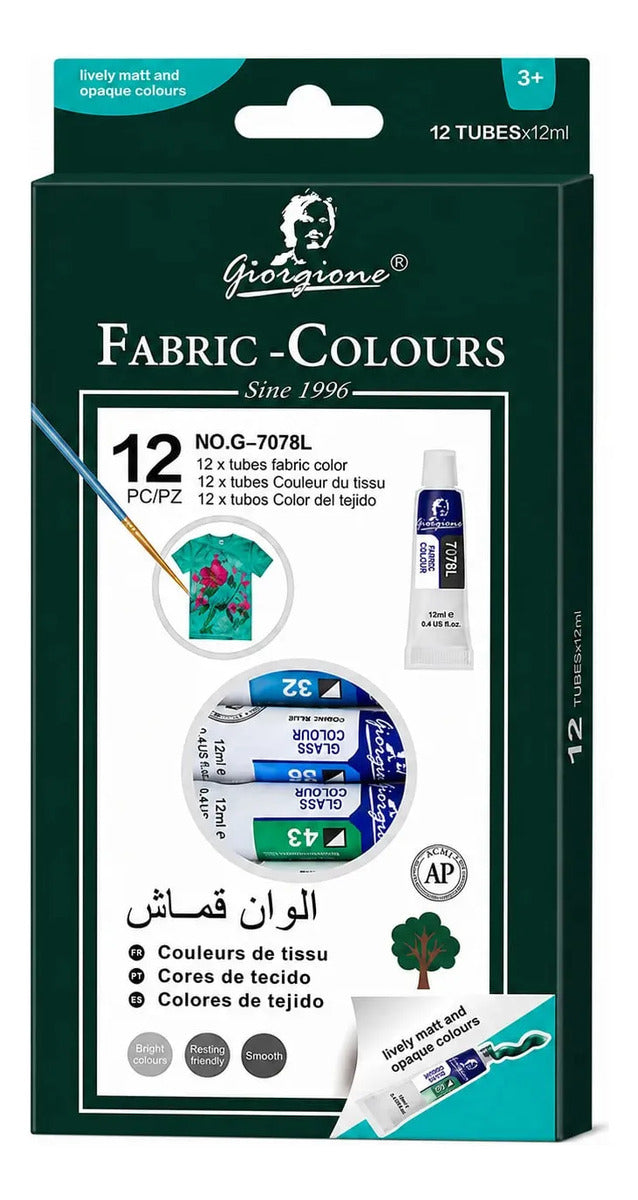 Témpera para Telas Pack 12 Colores Básicos 12ml