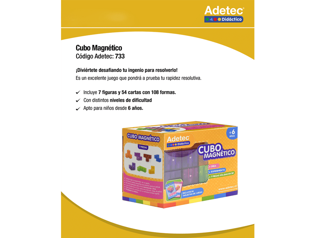 Cubos Magnéticos Con Tarjetas Adetec - Aprendizaje Creativo para Niños